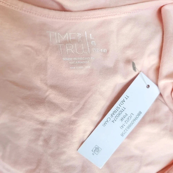 NWT Time & Tru Pink Stretch Camisole Tank Top Womens size L (12-14) Cotton Modal - Picture 7 of 8